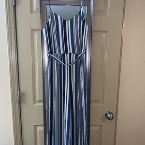 Black blue & white stripped jumpsuit!